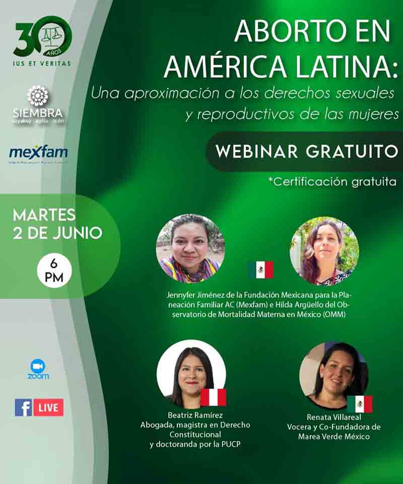 WEBINAR: ABORTO EN AMÉRICA LATINA: UNA APROXIMACIÓN A LOS DERECHOS SEXUALES Y REPRODUCTIVOS DE LAS MUJERES